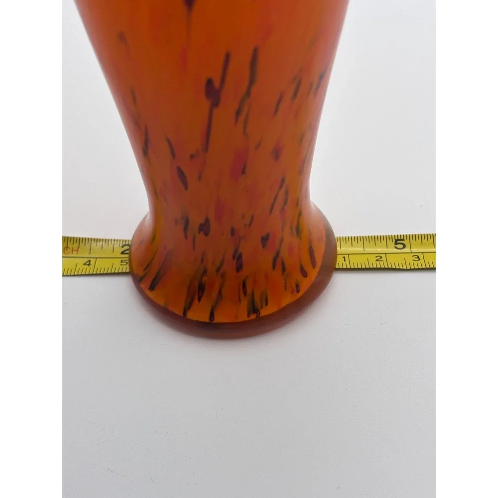 Art Deco Sterling Silver-Mounted Orange Art Glass Bud Vase 7.5